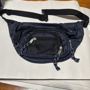 Eastsport Navy Blue Fanny Pack Waist Bag Belt 3 Zipper Pockets 14"x8"x4"